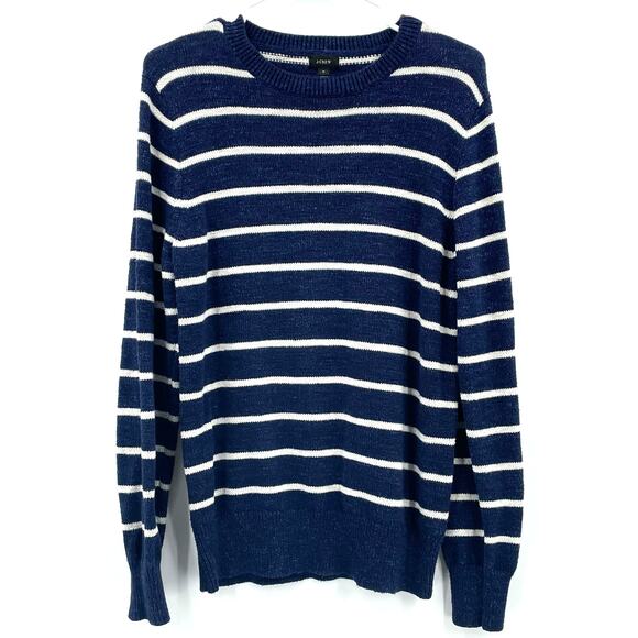 J. Crew Other - J. Crew‎ Men's Pullover Sweater, Navy With White Stripes, Size M Nautical Preppy
